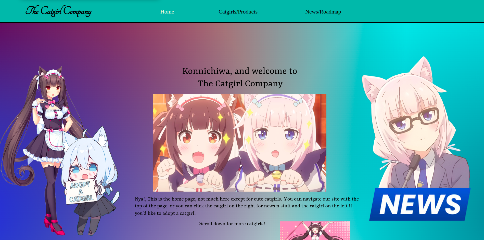 Image of thecatgirlcompany website
